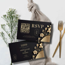 Luxuriöse Golden Floral Islamic Wedding QR UAwg