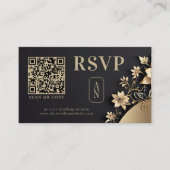 Luxuriöse Golden Floral Islamic Wedding QR UAwg Begleitkarte (Vorderseite)