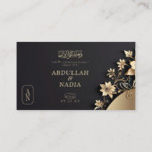 Luxuriöse Golden Floral Islamic Wedding QR UAwg Begleitkarte (Rückseite)