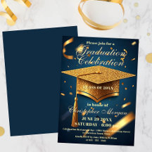 Luxuriöse Golden Graduation Cap mit Confetti