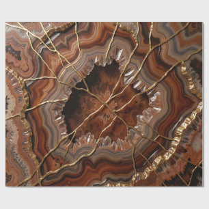 Luxuriöse Golden Kintsugi Achat Scheibe Mineral  Geschenkpapier