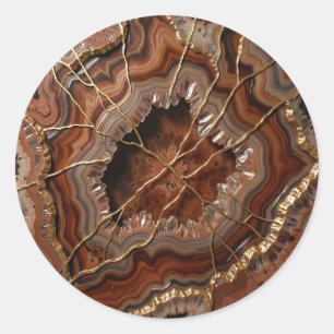 Luxuriöse Golden Kintsugi Achat Scheibe Mineral Runder Aufkleber