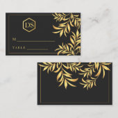 Luxuriöse goldene Blätter Hochzeitskarten Platzkarte (Vorne/Hinten)
