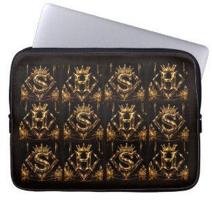 Luxuriöse goldene Buchstaben S H Krone Diamant Mon Laptopschutzhülle