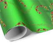 Luxuriöse goldene Candy Canes an grünen Weihnachte Geschenkpapier (Rolleneckpunkt)