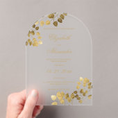 Luxuriöse goldene Eukalyptus-Hochzeit Acryleinladungen (Insitu (Handheld))