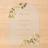 Luxuriöse goldene Eukalyptus-Hochzeit Acryleinladungen (Vorderseite)