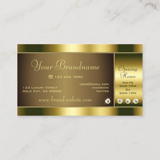 Luxuriöse goldene Farben mit glänzenden Rhinestone Visitenkarte (Rückseite)