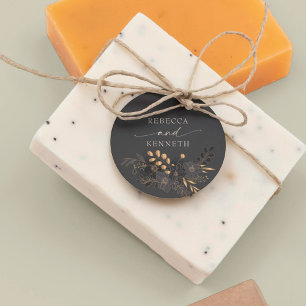Luxuriöse Goldene Florale Minimalistische Hochzeit Geschenkanhänger