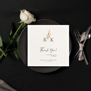 Luxuriöse goldene florale Monogramm-Hochzeit Danke Serviette