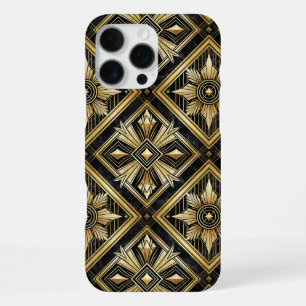 Luxuriöse goldene geometrische 1920er-Diamant-Art- iPhone 16 Pro Max Hülle