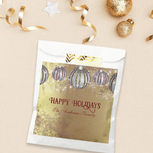 Luxuriöse goldene Glitter-Weihnachtskugeln Geschenktütchen