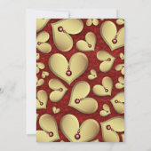 Luxuriöse Goldene Herzen mit Red Gemis Valentins P Einladung (Rückseite)
