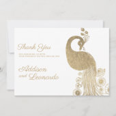 Luxuriöse goldene königliche Pfau elegant Danke Einladung (Vorderseite)