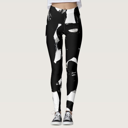 Luxuriöse Goldene Kunst: Abstrakter Schwarzschlag. Leggings (Vorderseite)