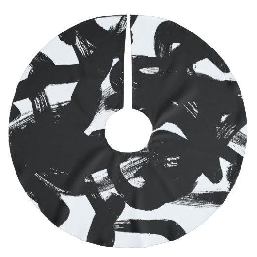 Luxuriöse Goldene Kunst: Abstrakter Schwarzschlag. Polyester Weihnachtsbaumdecke (Vorderseite)