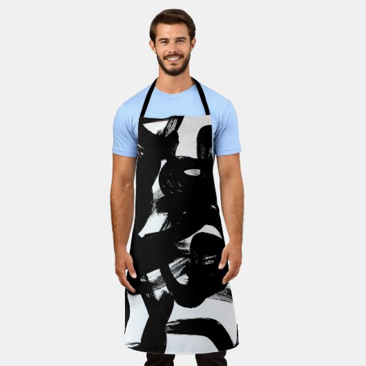 Luxuriöse Goldene Kunst: Abstrakter Schwarzschlag. Schürze (Getragen)