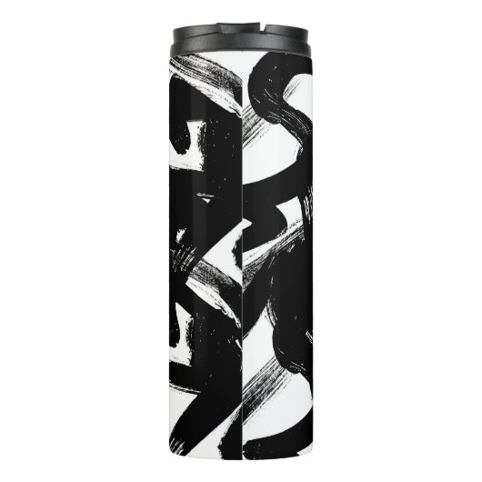 Luxuriöse Goldene Kunst: Abstrakter Schwarzschlag. Thermosbecher (Rückseite)