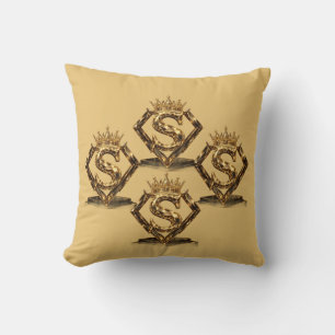 Luxuriöse goldene Letter S Krone Diamant Monogramm Kissen
