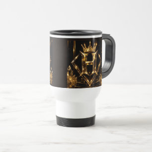 Luxuriöse goldene Letter S Krone Diamant Monogramm Reisebecher