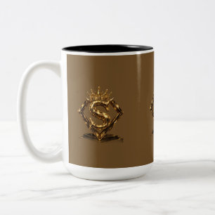 Luxuriöse goldene Letter S Krone Diamant Monogramm Zweifarbige Tasse