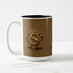 Luxuriöse goldene Letter S Krone Diamant Monogramm Zweifarbige Tasse