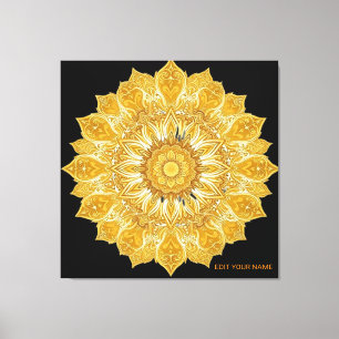 Luxuriöse goldene Mandala-Blumen-Sonne Leinwanddruck