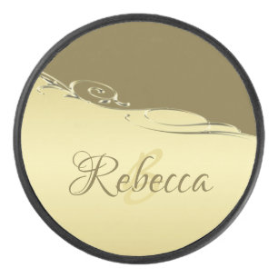 Luxuriöse goldene Metall dekoriert auf militäris Eishockey Puck