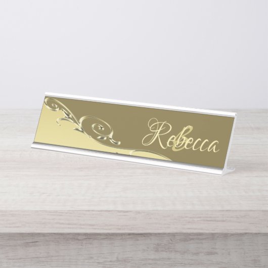 Luxuriöse goldene Metall dekoriert auf militärisch Schreibtischnamensplakette (Vorderseite )