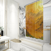 Luxuriöse goldene Morgenröte Opulent Fernost Inspi Duschvorhang