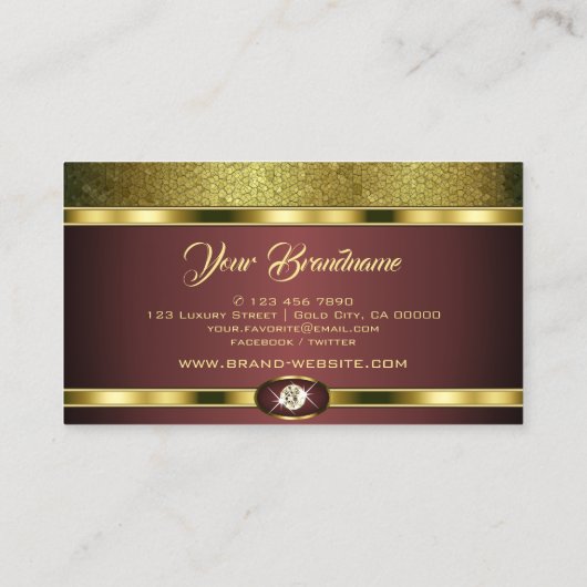 Luxuriöse goldene Muster Burgundi mit Imitate Diam Visitenkarte (Rückseite)