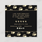 Luxuriöse goldene Paws Muster danke  Quadratische Visitenkarte (Rückseite)