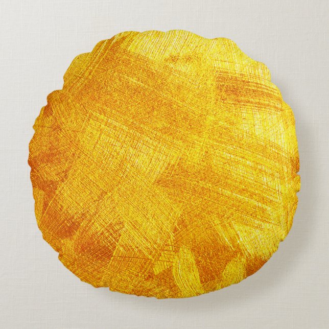 Luxuriöse goldene Textur, abstrakter Hintergrund. Rundes Kissen (Vorderseite)