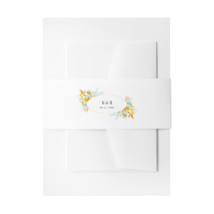 luxuriöse goldene türkise Monogramm-Hochzeits Einl Einladungsbanderole