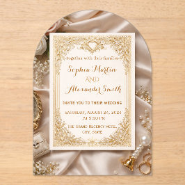 Luxuriöse goldene verzierte Hochzeitseinladung Acryleinladungen