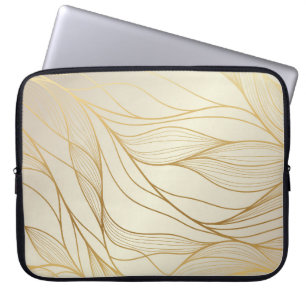 Luxuriöse Goldene Waves: Vintages Premium-Design Laptopschutzhülle