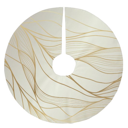 Luxuriöse Goldene Waves: Vintages Premium-Design Polyester Weihnachtsbaumdecke (Vorderseite)