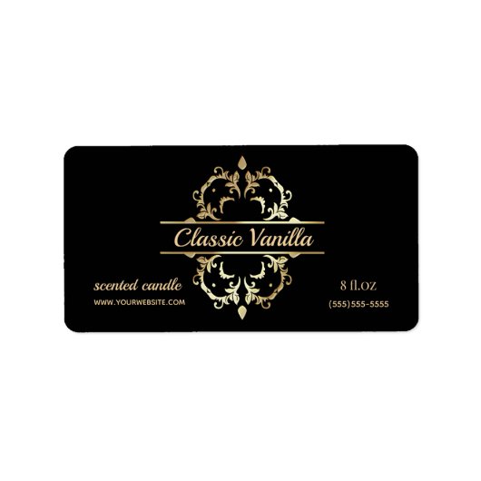 Luxuriöse goldfarbene Rahmen mit zentrierter Kerze Adressaufkleber (Vorne)