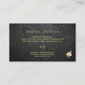 Luxuriöse, goldfarbene, schwarze Lederhose Visitenkarte (Rückseite)