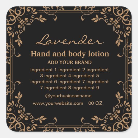 Luxuriöse goldfarbene und schwarze Zutaten rechtec Quadratischer Aufkleber (Vorderseite)