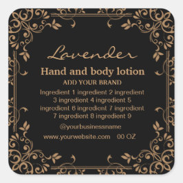 Luxuriöse goldfarbene und schwarze Zutaten rechtec Quadratischer Aufkleber
