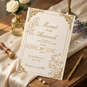 Luxuriöse Goldfolie-Hochzeitseinladung Klassisch Einladung