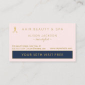 Luxuriöse Goldfolie und Marinesalon Loyalitätstunn Visitenkarte (Rückseite)