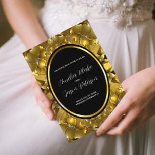Luxuriöse Goldgravur Blumenelemente Hochzeit Einladung