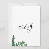 Luxuriöse goldgrüne Eukalyptus-Blätter Hochzeit Einladung (Rückseite)