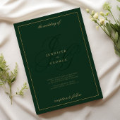 Luxuriöse goldgrüne Monogramm-Initialen Hochzeit Einladung