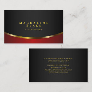 Luxuriöse Goldkurve Minimalistisch Black Red Visitenkarte