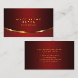 Luxuriöse Goldkurve Minimalistisch Red Burgundy Visitenkarte
