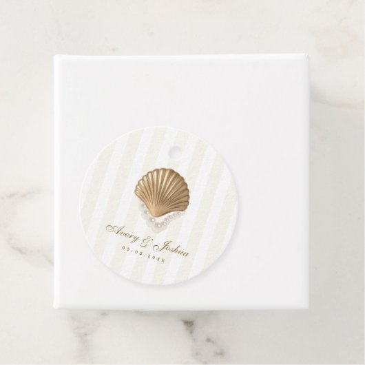 Luxuriöse Goldmedaille Seashell & Pearls Coastal W Geschenkanhänger (Beispiel)