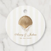 Luxuriöse Goldmedaille Seashell & Pearls Coastal W Geschenkanhänger (Vorderseite)
